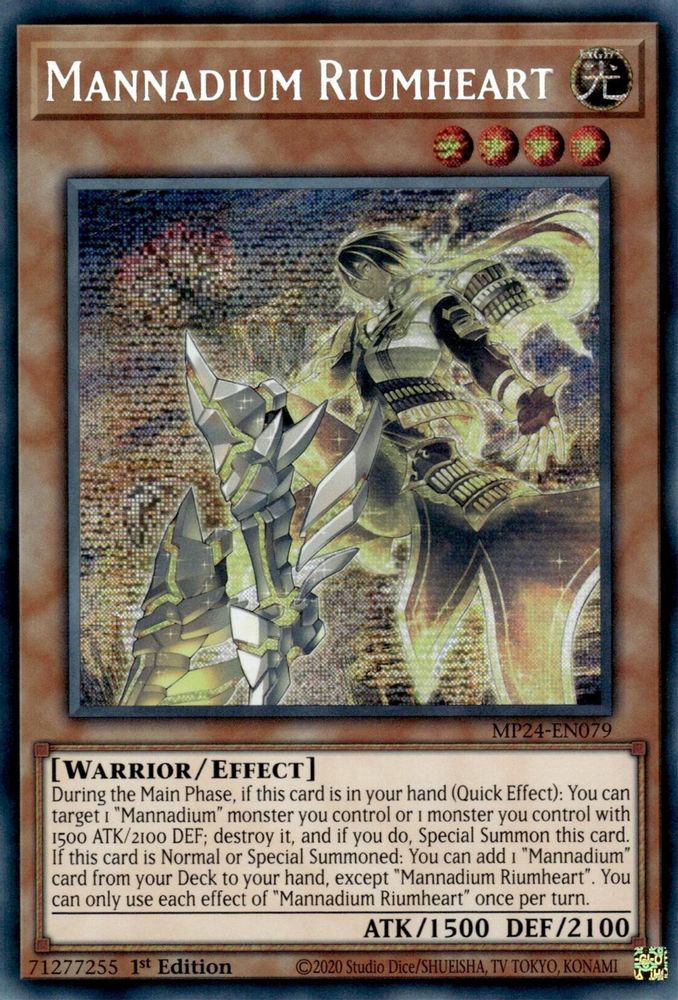 Mannadium Riumheart [Prismatic Secret Rare] MP24-EN079 Near Mint