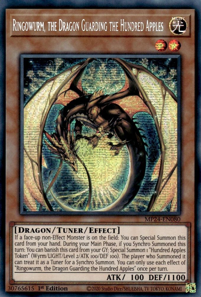 Ringowurm, the Dragon Guarding the Hundred Apples [Prismatic Secret Rare] MP24-EN080 Near Mint