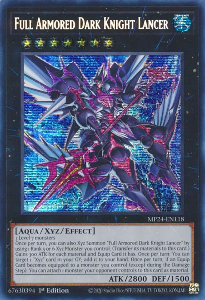 Full Armored Dark Knight Lancer [Prismatic Secret Rare] MP24-EN118 Near Mint