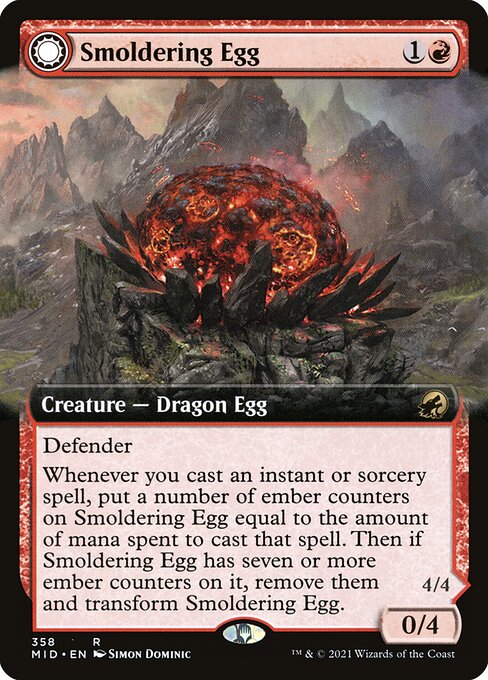 Smoldering Egg // Ashmouth Dragon (MID) 358 - Near Mint