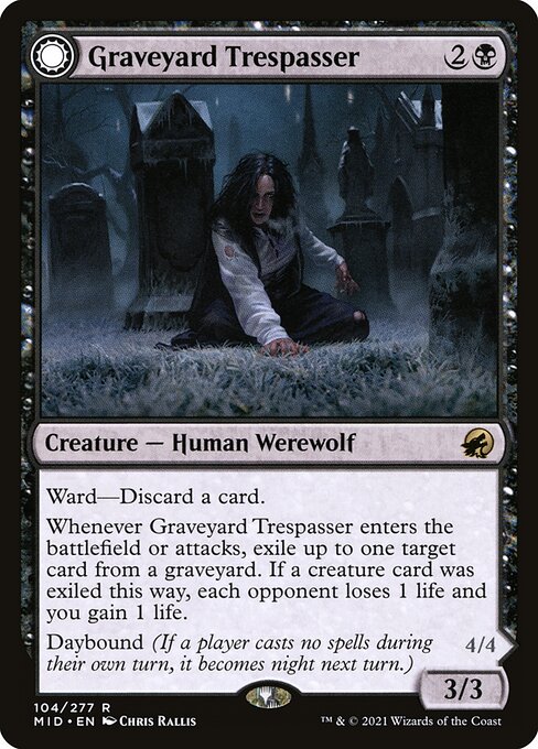 Graveyard Trespasser // Graveyard Glutton Foil (MID) #104